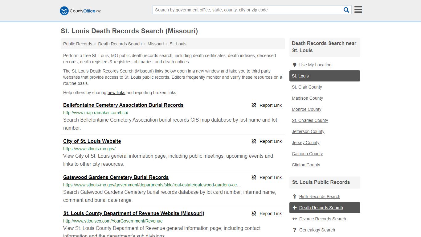 Death Records Search - St. Louis, MO (Death Certificates ...